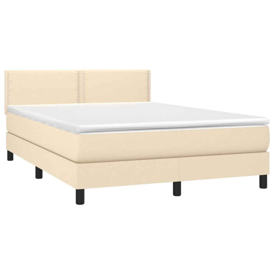 Boxspring met matras en LED stof crèmekleurig 140x190 cm 140 x 190 cm Crème