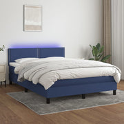 Boxspring met matras en LED 140x190 cm blauw