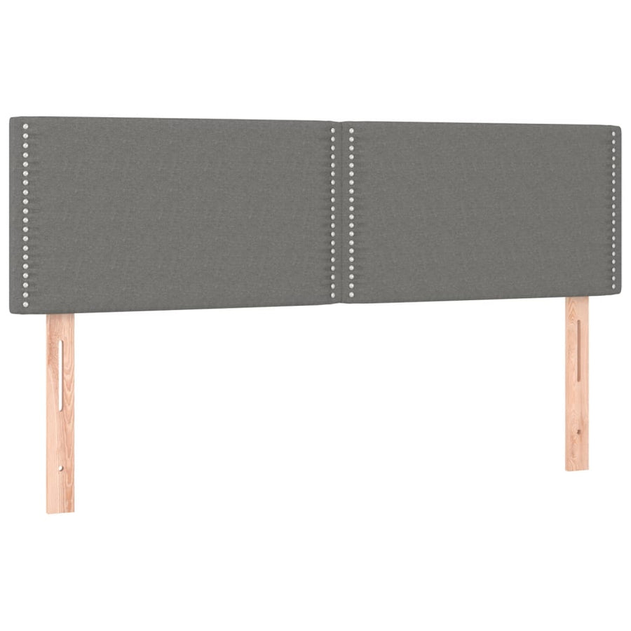 Boxspring Met Matras En Led Stof Donkergrijs 140 x 200 cm Effen met spijkers
