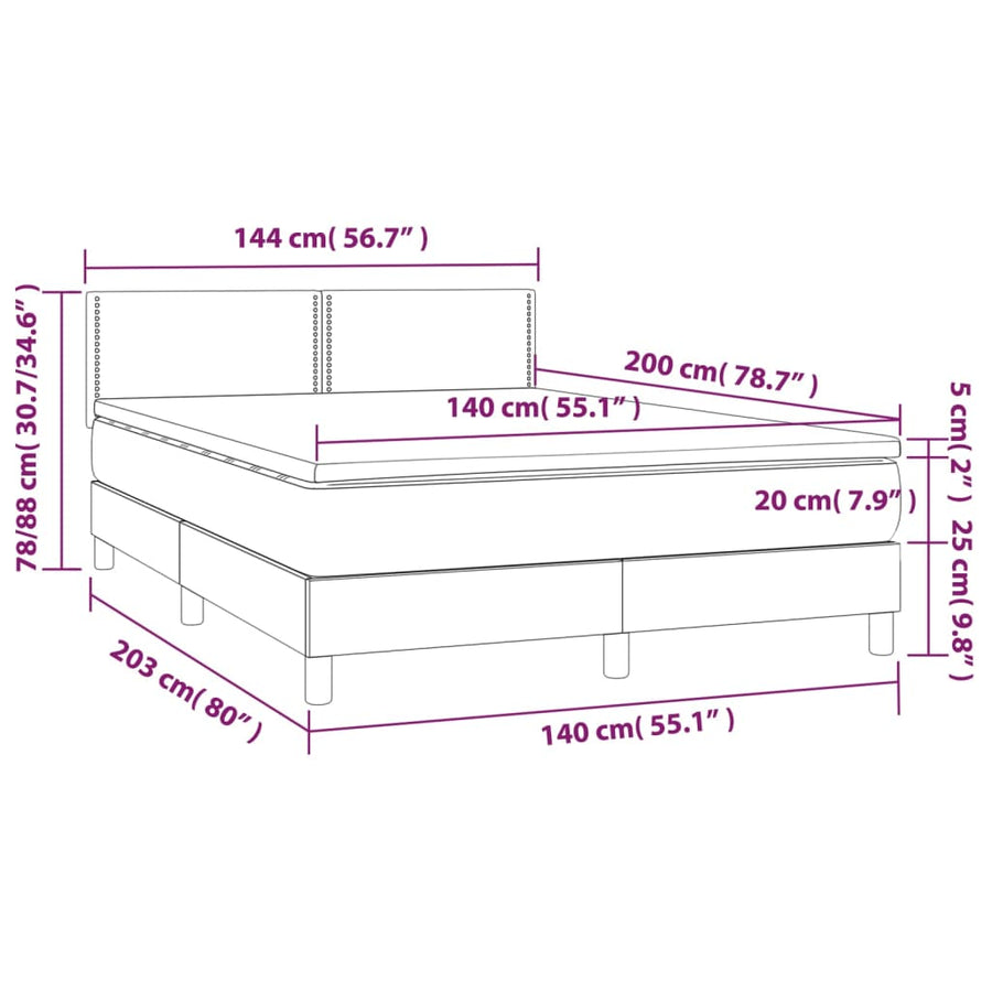 Boxspring met matras en LED stof crèmekleurig 140x200 cm 140 x 200 cm Crème