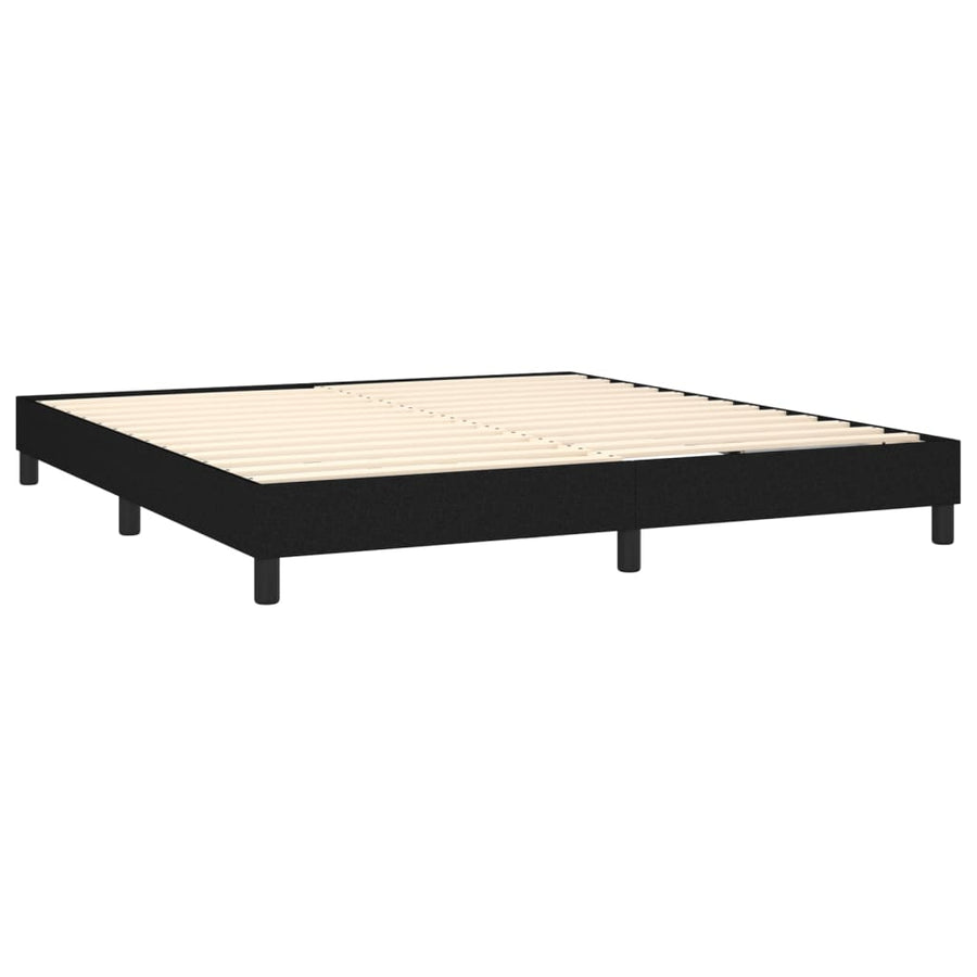 Boxspring Met Matras En Led Stof Zwart 160 x 200 cm Effen met spijkers