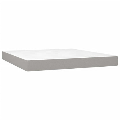 Boxspring Met Matras En Led Stof Lichtgrijs 180 x 200 cm Effen met spijkers