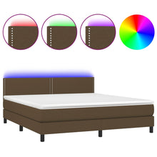 Boxspring Met Matras En Led Stof 180 x 200 cm Donkerbruin