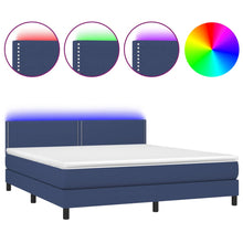 Boxspring Met Matras En Led Stof Blauw 180 x 200 cm Effen met spijkers