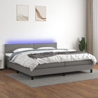 Boxspring Met Matras En Led Stof Donkergrijs 200 x 200 cm Effen met spijkers