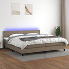 Boxspring met matras en LED stof taupe 200x200 cm 200 x 200 cm Taupe