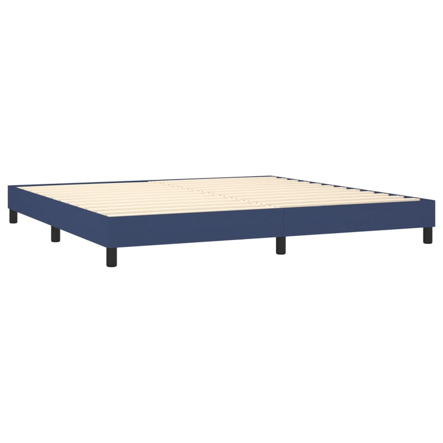 Boxspring Met Matras En Led Stof Blauw 200 x 200 cm Effen met spijkers