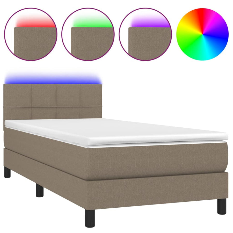 Boxspring met matras en LED stof taupe 80x200 cm 80 x 200 cm Taupe