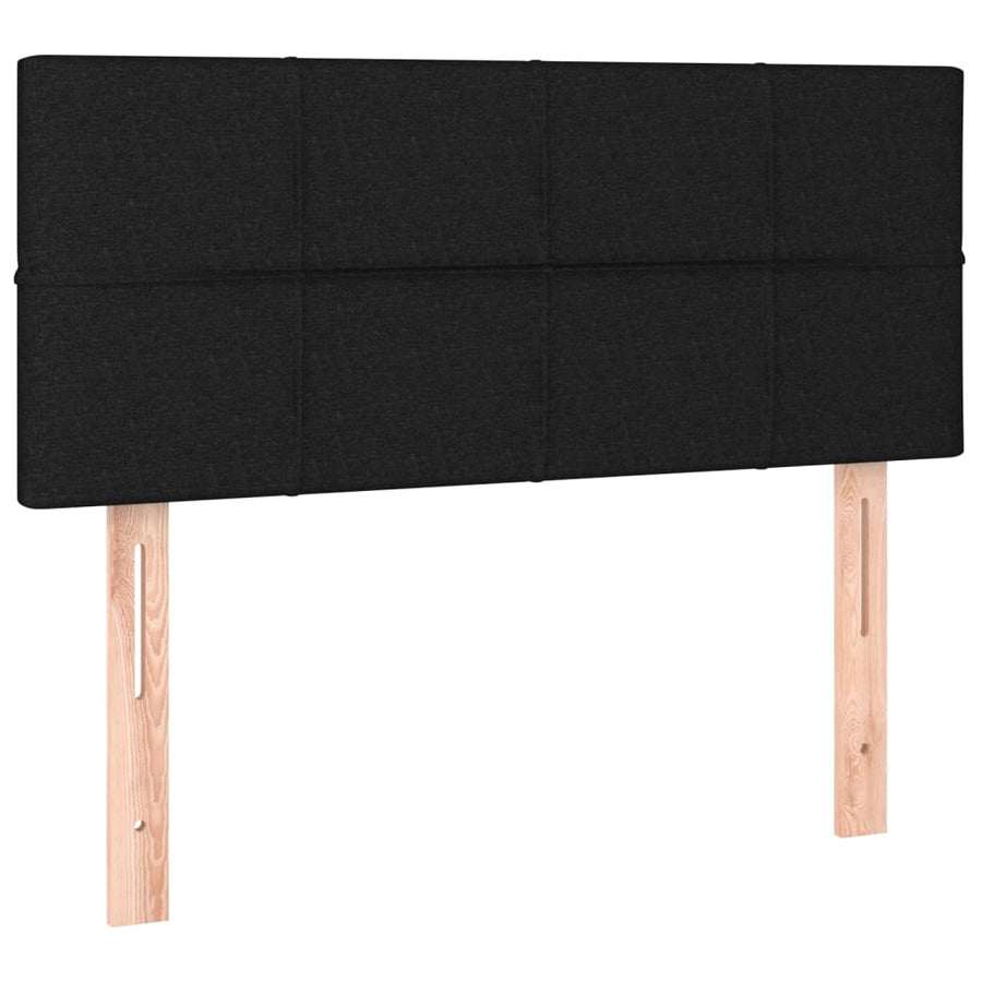 Boxspring Met Matras En Led Stof Zwart 90 x 200 cm Blok met vierkanten