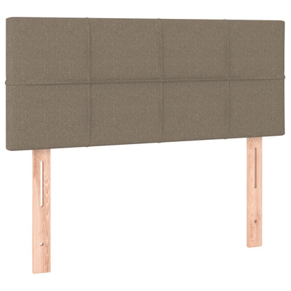 Boxspring Met Matras En Led Stof Taupe 100 x 200 cm Blok met vierkanten