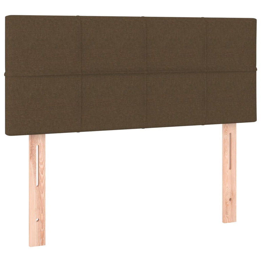 Boxspring Met Matras En Led Stof Donkerbruin 120 x 200 cm Blok met vierkanten