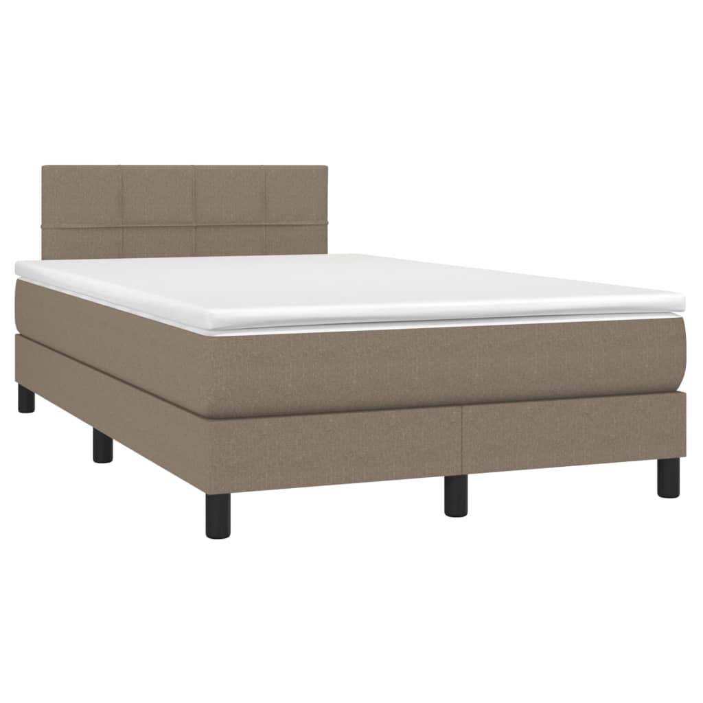 Boxspring Met Matras En Led Stof Taupe 120 x 200 cm Blok met vierkanten