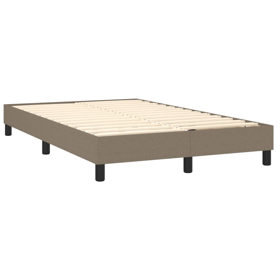 Boxspring Met Matras En Led Stof Taupe 120 x 200 cm Blok met vierkanten