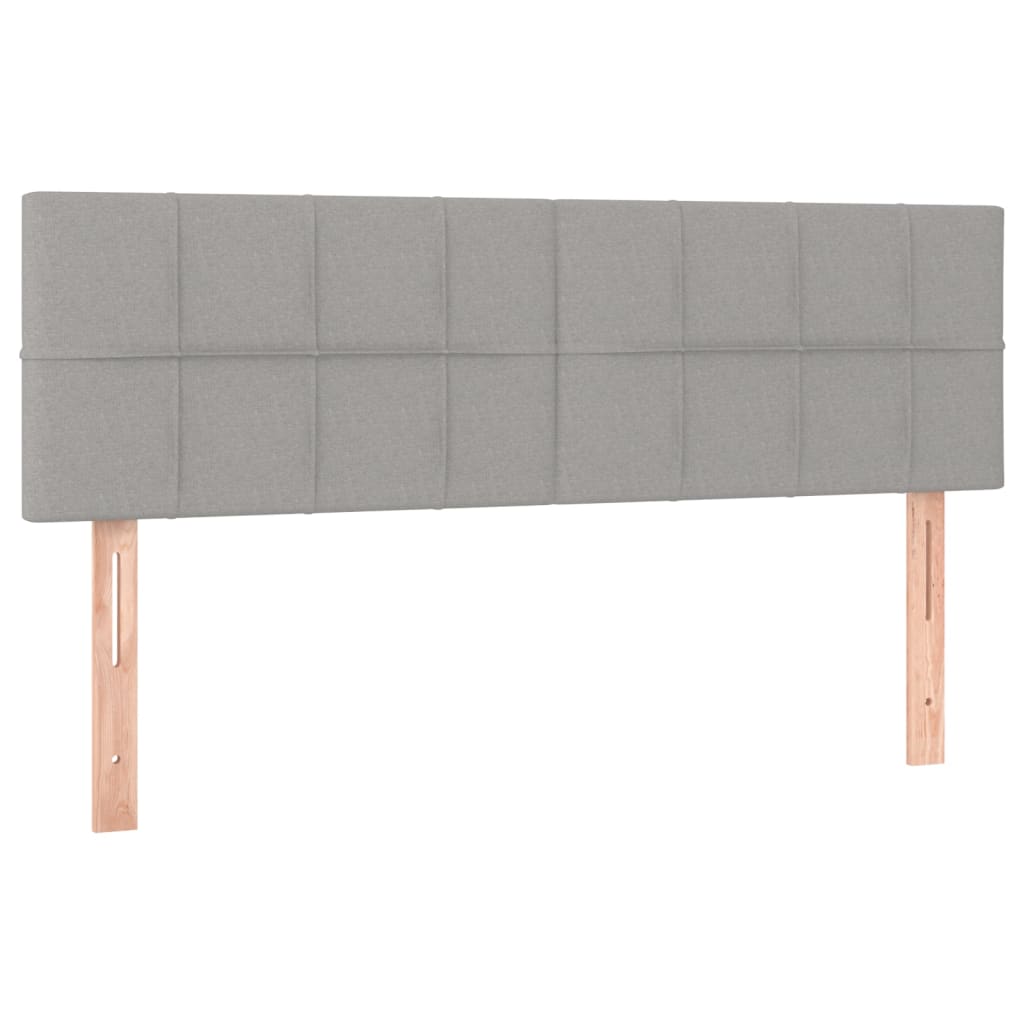 Boxspring Met Matras En Led Stof Lichtgrijs 140 x 190 cm Blok met vierkanten