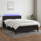 Boxspring Met Matras En Led Stof Zwart 140 x 190 cm Blok met vierkanten