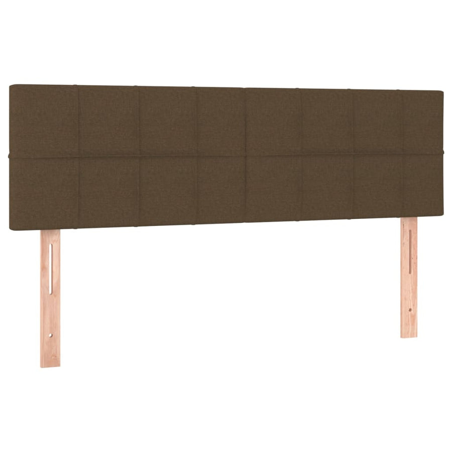 Boxspring Met Matras En Led Stof Donkerbruin 140 x 190 cm Blok met vierkanten