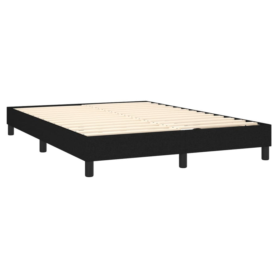 Boxspring Met Matras En Led Stof Zwart 140 x 200 cm Blok met vierkanten