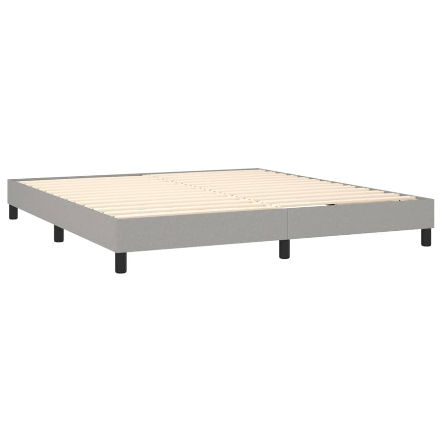 Boxspring Met Matras En Led Stof Lichtgrijs 160 x 200 cm Blok met vierkanten