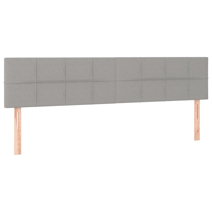 Boxspring Met Matras En Led Stof Lichtgrijs 160 x 200 cm Blok met vierkanten