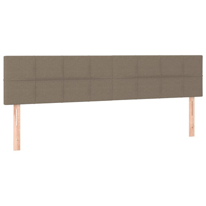 Boxspring Met Matras En Led Stof Taupe 160 x 200 cm Blok met vierkanten