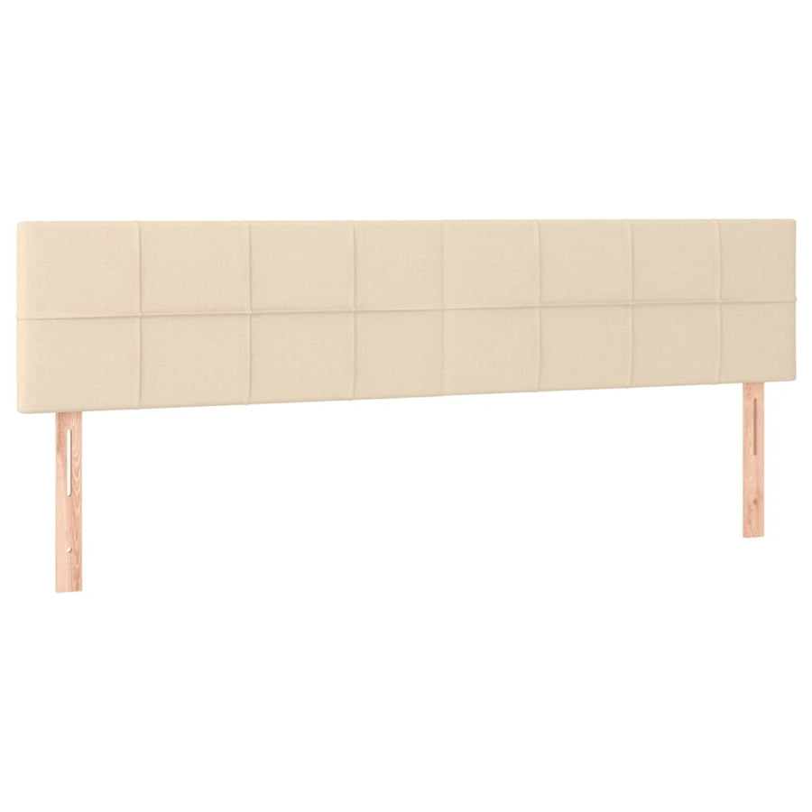 Boxspring Met Matras En Led Stof Kleurig Crème 160 x 200 cm Blok met vierkanten