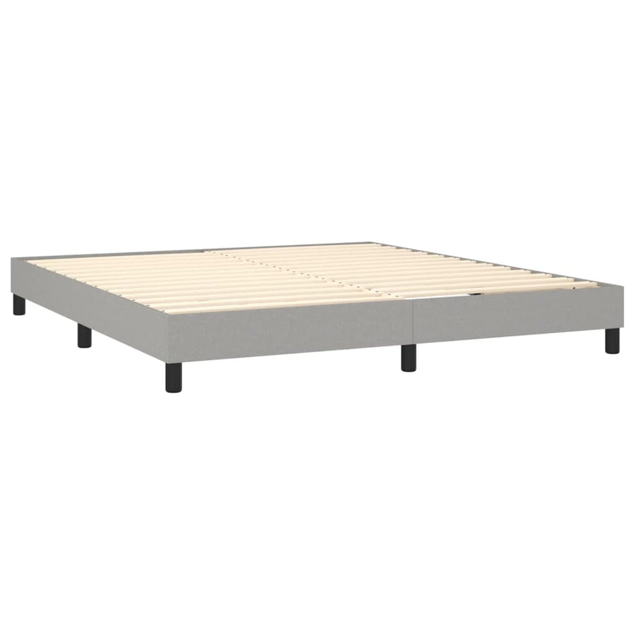 Boxspring Met Matras En Led Stof Lichtgrijs 180 x 200 cm Blok met vierkanten