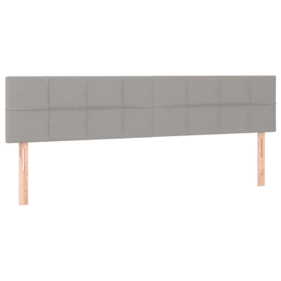 Boxspring Met Matras En Led Stof Lichtgrijs 180 x 200 cm Blok met vierkanten