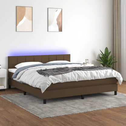 Boxspring Met Matras En Led Stof 180 x 200 cm Donkerbruin