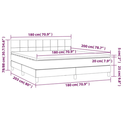 Boxspring Met Matras En Led Stof Crèmekleurig 180X200 Cm 180 x 200 cm Blok met vierkanten