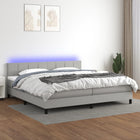 Boxspring 200x200 cm lichtgrijs met matras en LED