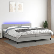 Boxspring 200x200 cm lichtgrijs met matras en LED