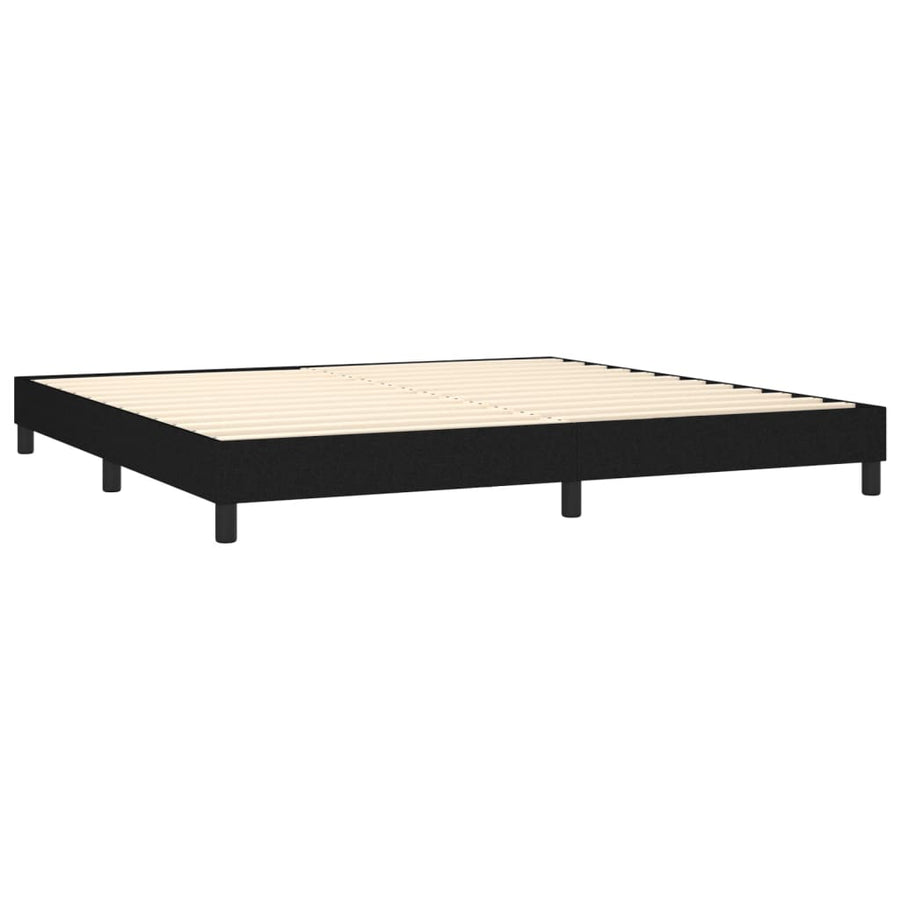 Boxspring Met Matras En Led Stof Zwart 200 x 200 cm Blok met vierkanten