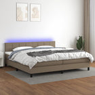 Boxspring 200x200 cm taupe met matras en LED