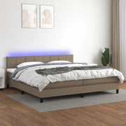 Boxspring 200x200 cm taupe met matras en LED
