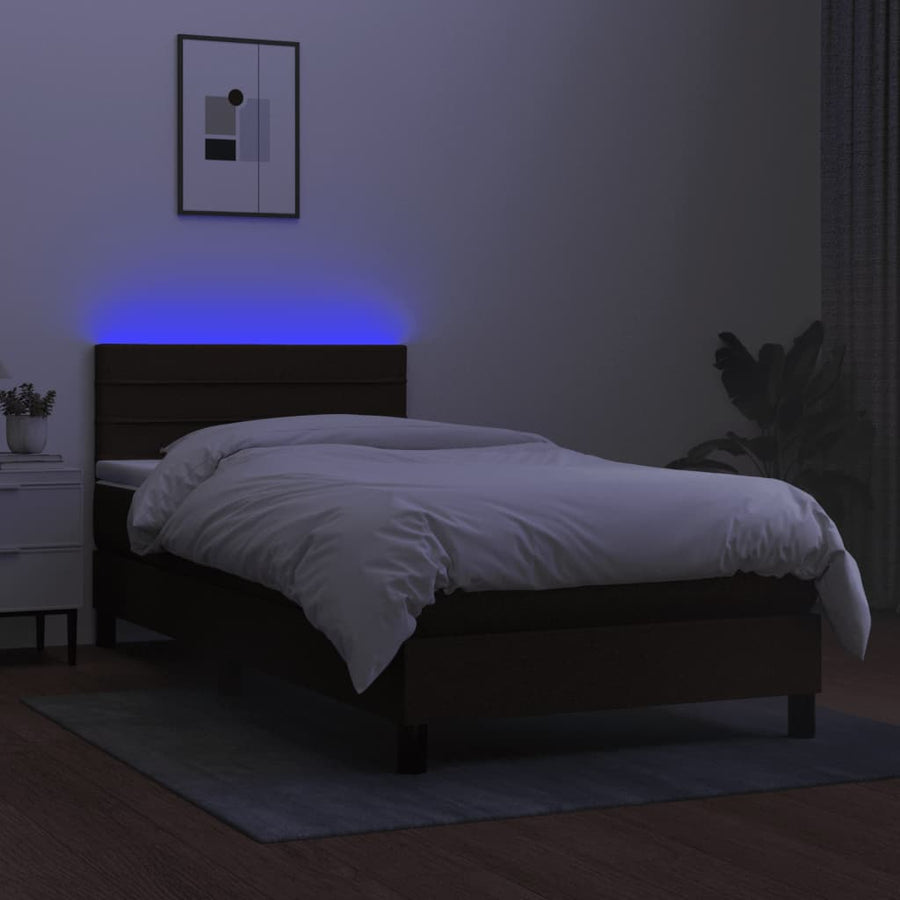 Boxspring Met Matras En Led Stof Zwart 80 x 200 cm Horizontale strepen