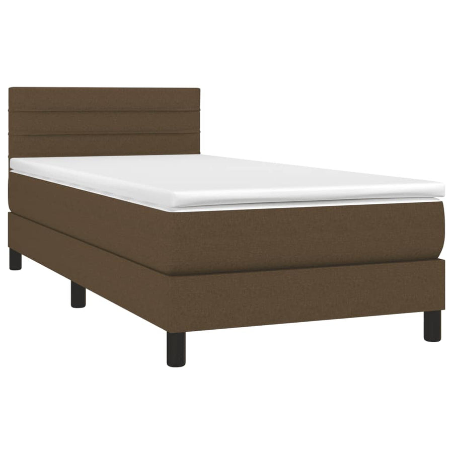 Boxspring Met Matras En Led Stof Donkerbruin 80 x 200 cm Horizontale strepen