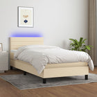 Boxspring met matras en LED stof crèmekleurig 80x200 cm 80 x 200 cm Horizontale strepen