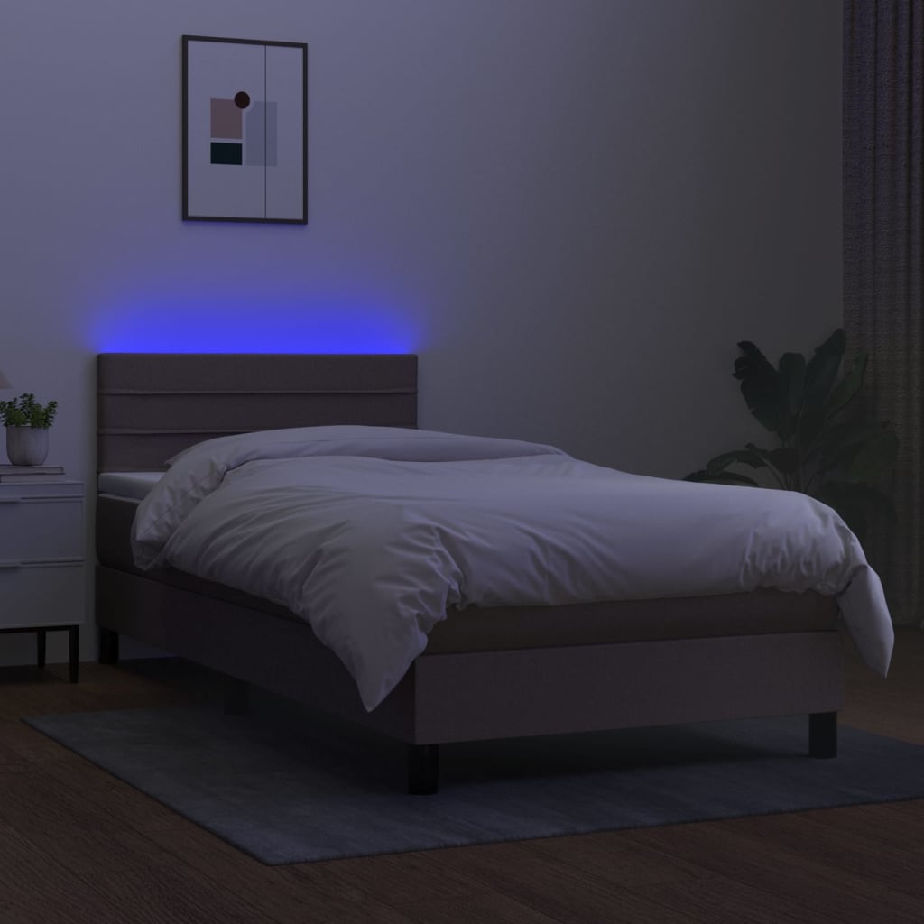 Boxspring met matras en LED stof taupe 90x190 cm 90 x 190 cm Taupe