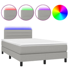 Boxspring Met Matras En Led Stof Lichtgrijs 120 x 200 cm Horizontale strepen