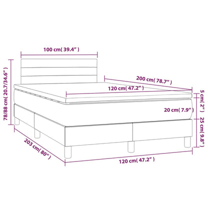 Boxspring Met Matras En Led Stof Lichtgrijs 120 x 200 cm Horizontale strepen
