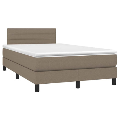 Boxspring met matras en LED stof taupe 120x200 cm 120 x 200 cm Horizontale strepen