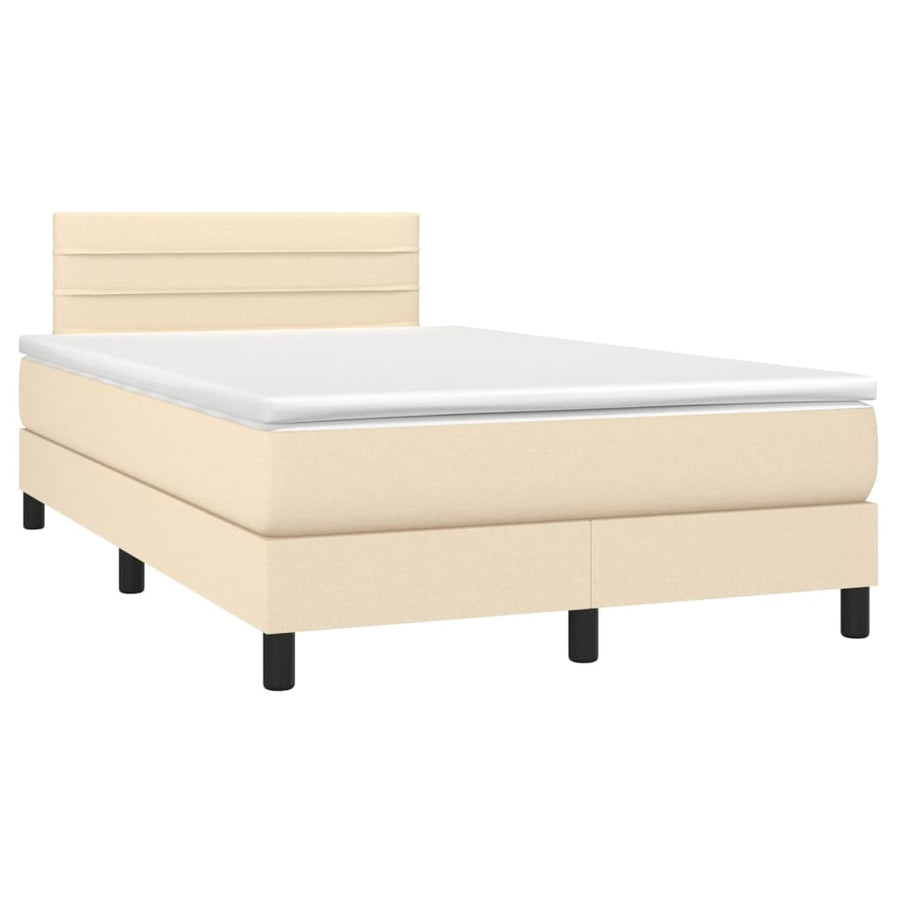 Boxspring met matras en LED stof crèmekleurig 120x200 cm 120 x 200 cm Horizontale strepen
