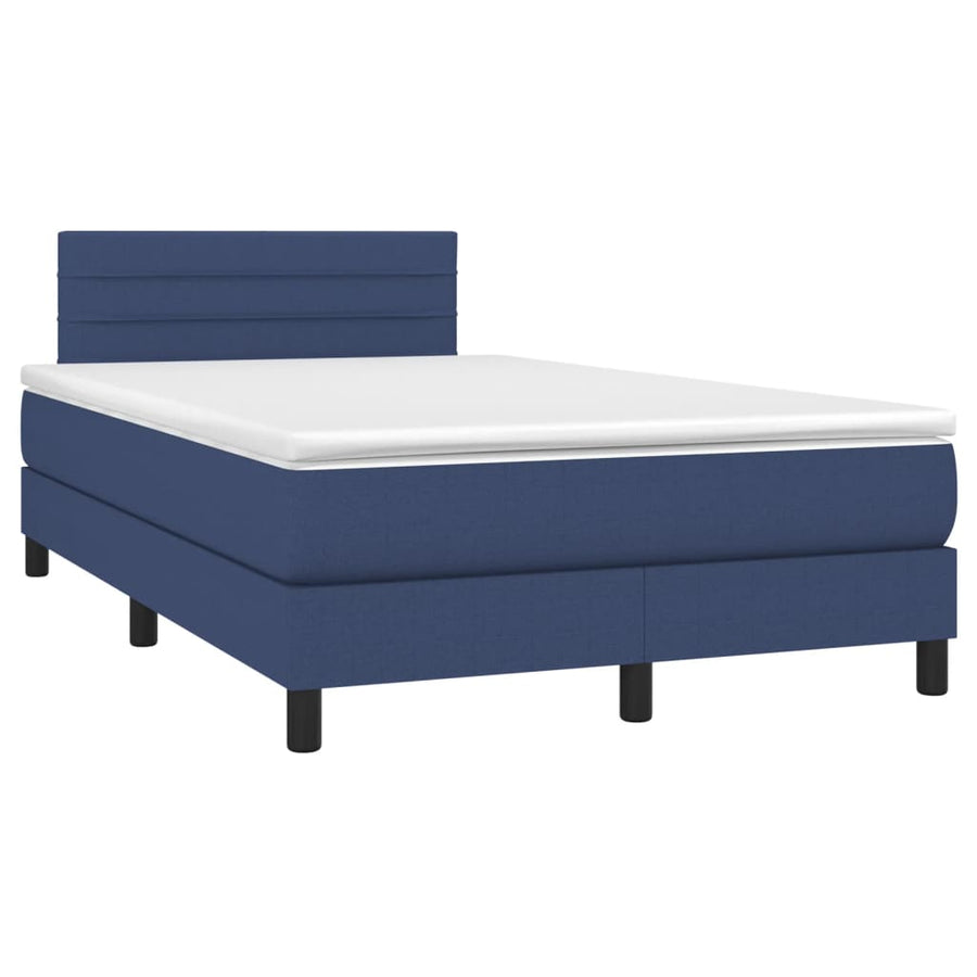 Boxspring Met Matras En Led Stof Blauw 120 x 200 cm Horizontale strepen