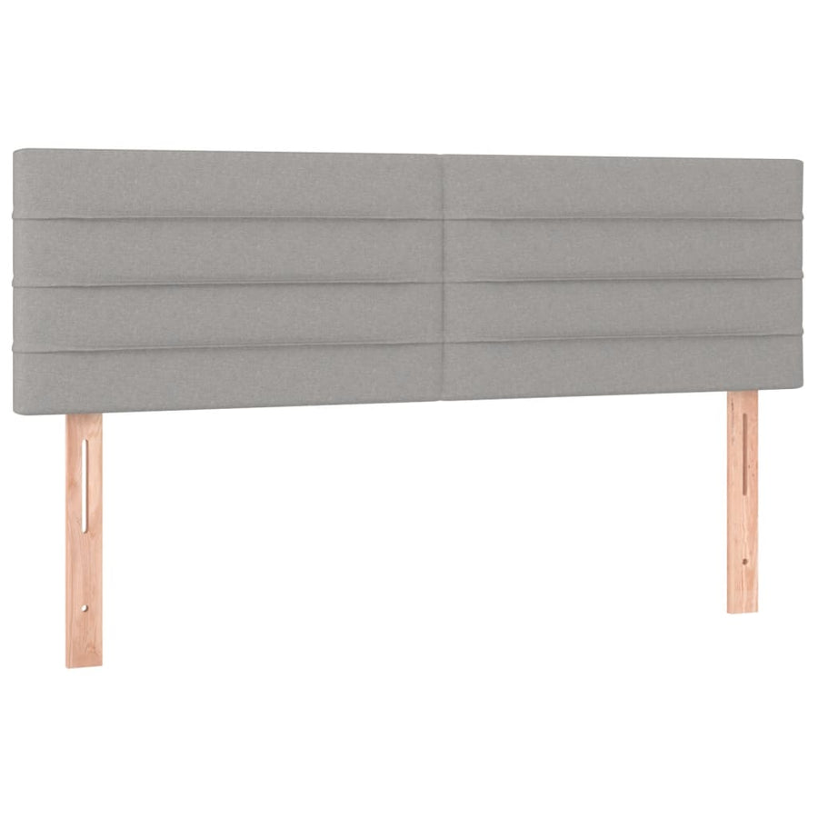 Boxspring Met Matras En Led Stof Lichtgrijs 140 x 190 cm Horizontale strepen