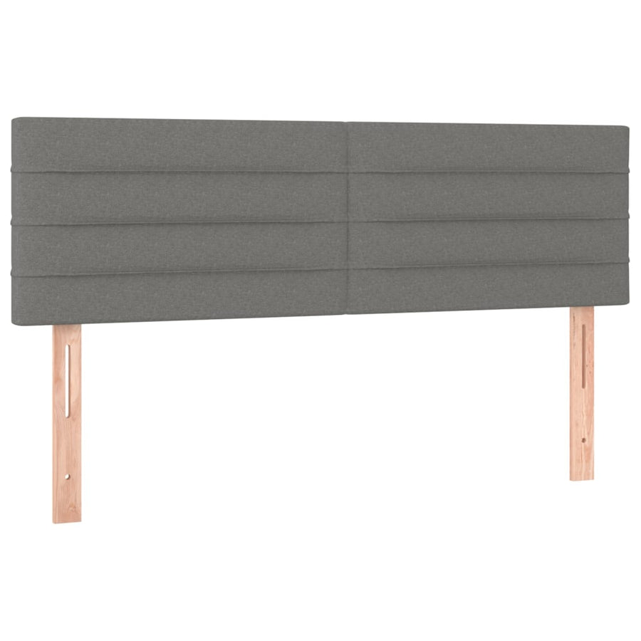 Boxspring Met Matras En Led Stof Donkergrijs 140 x 200 cm Horizontale strepen