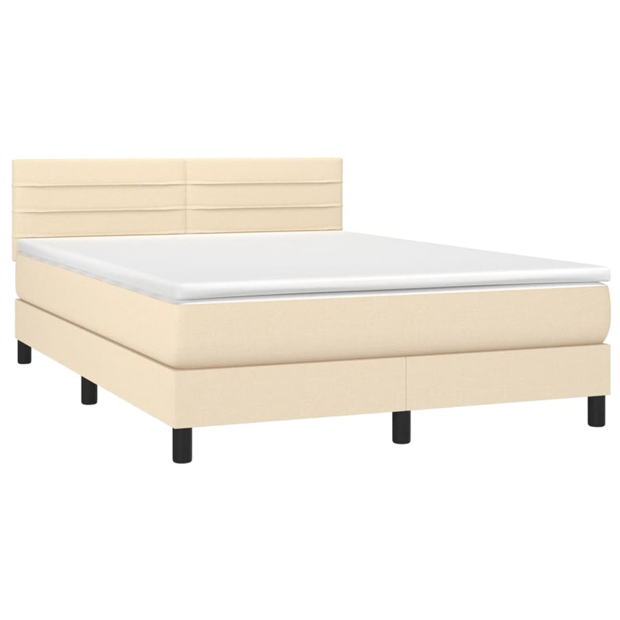 Boxspring met matras en LED stof crèmekleurig 140x200 cm 140 x 200 cm Crème