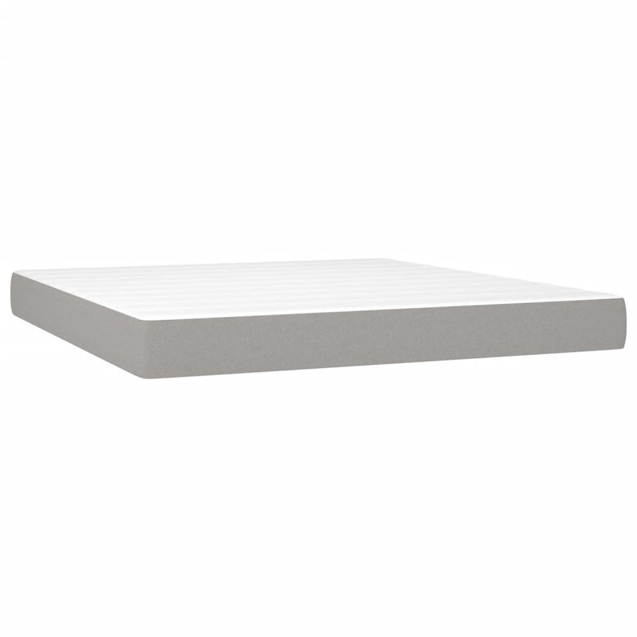 Boxspring Met Matras En Led Stof Lichtgrijs 160 x 200 cm Horizontale strepen