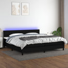 Box spring with mattress and black LED fabric 200x200 cm
