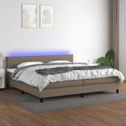 Boxspring 200x200 cm taupe met matras en LED
