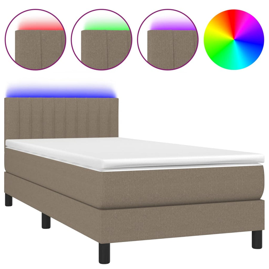 Boxspring met matras en LED stof taupe 80x200 cm 90 x 200 cm Taupe